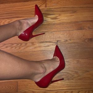 Red beautiful patent leather jimmy choo stilettos